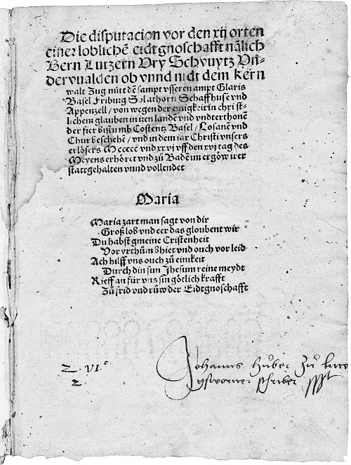 Die Akten der Badener Disputation von 1526.